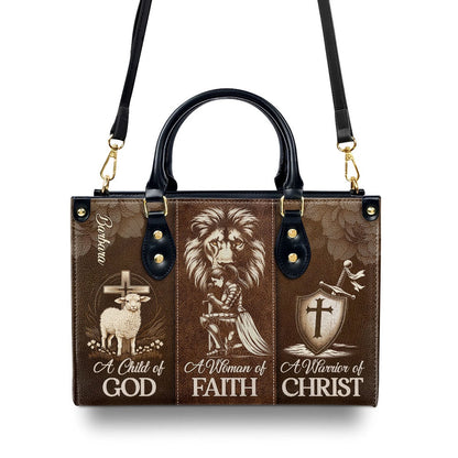 Personalized Christian Leather Bag, A Woman Of Faith Leather Handbag, Faith Handbag
