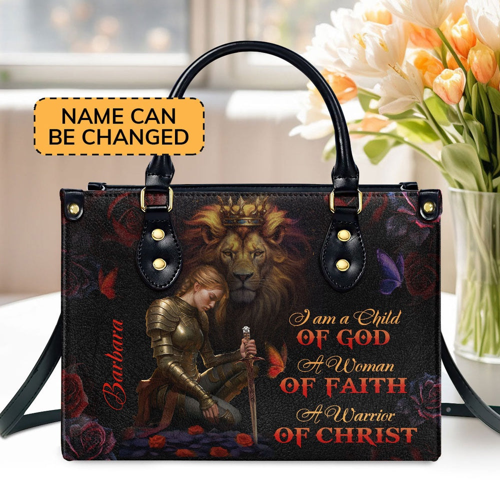 Personalized Christian Leather Bag, A Woman Of Faith Leather Handbag, Gift For Women, Faith Handbag