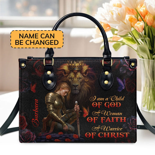 Personalized Christian Leather Bag, A Woman Of Faith Leather Handbag, Gift For Women, Faith Handbag