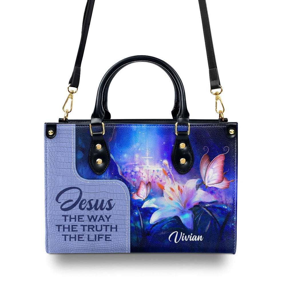 Personalized Christian Leather Bag, Adorable Personalized Leather Handbag - Jesus The Way The Truth The Life, Faith Handbag