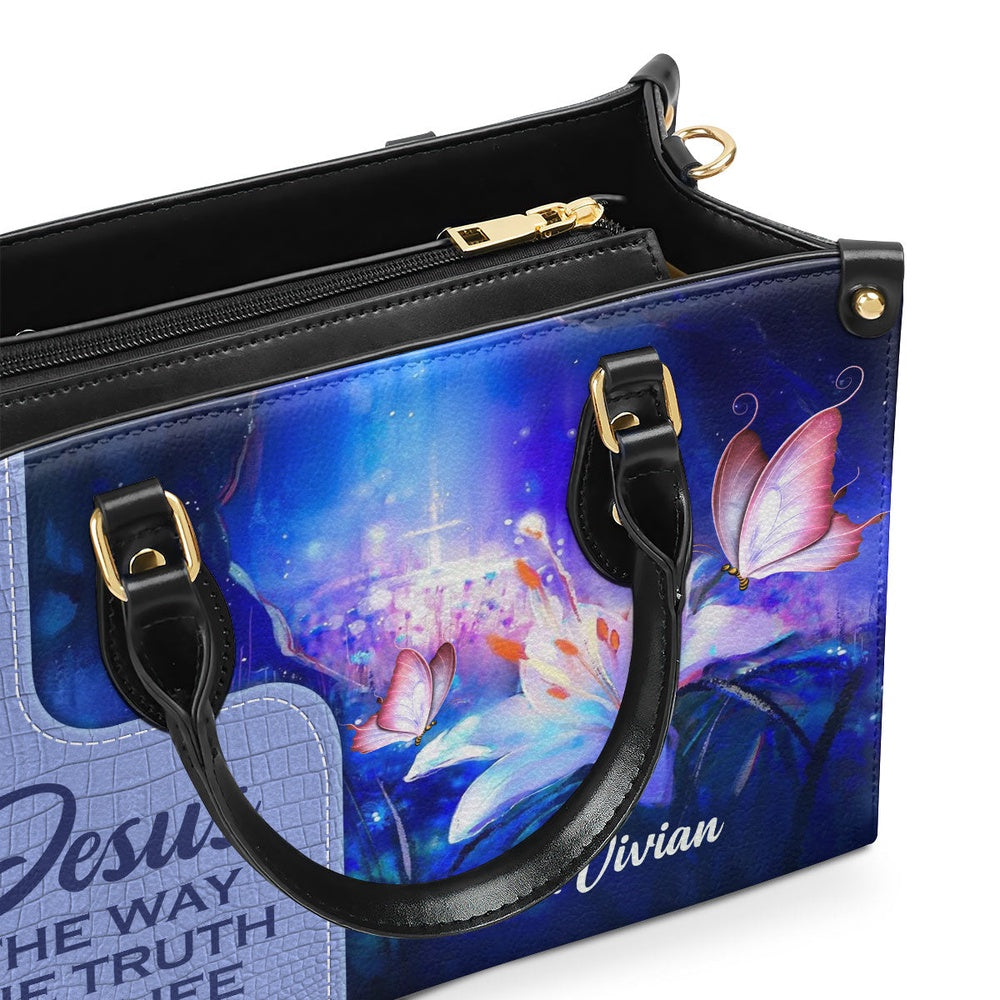 Personalized Christian Leather Bag, Adorable Personalized Leather Handbag - Jesus The Way The Truth The Life, Faith Handbag