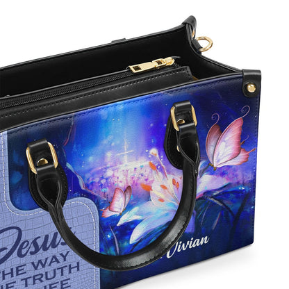 Personalized Christian Leather Bag, Adorable Personalized Leather Handbag - Jesus The Way The Truth The Life, Faith Handbag
