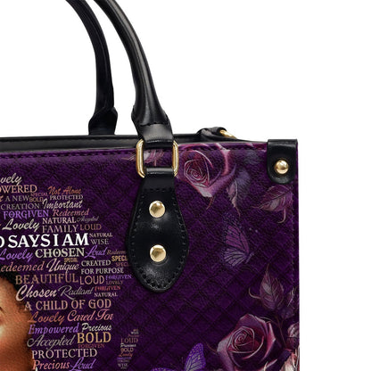 Personalized Christian Leather Bag, Africa Map God Say I Am Chosen Leather Handbag, Faith Handbag