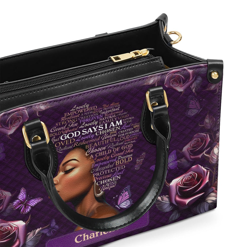 Personalized Christian Leather Bag, Africa Map God Say I Am Chosen Leather Handbag, Faith Handbag