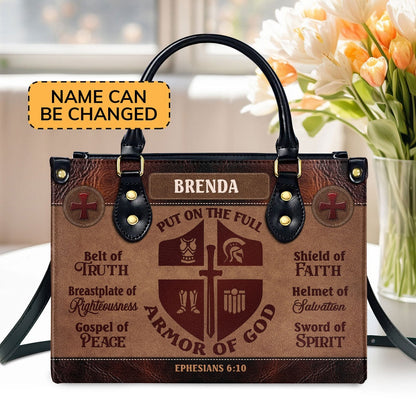 Personalized Christian Leather Bag, Armor Of God Leather Handbag, Faith Handbag