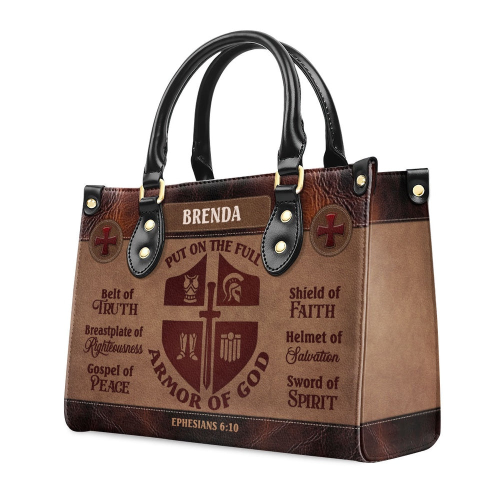 Personalized Christian Leather Bag, Armor Of God Leather Handbag, Faith Handbag