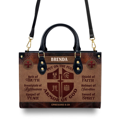 Personalized Christian Leather Bag, Armor Of God Leather Handbag, Faith Handbag