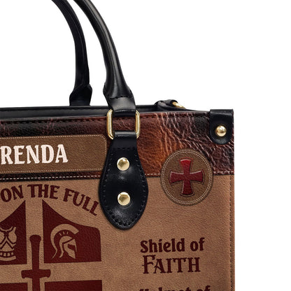 Personalized Christian Leather Bag, Armor Of God Leather Handbag, Faith Handbag