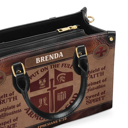 Personalized Christian Leather Bag, Armor Of God Leather Handbag, Faith Handbag