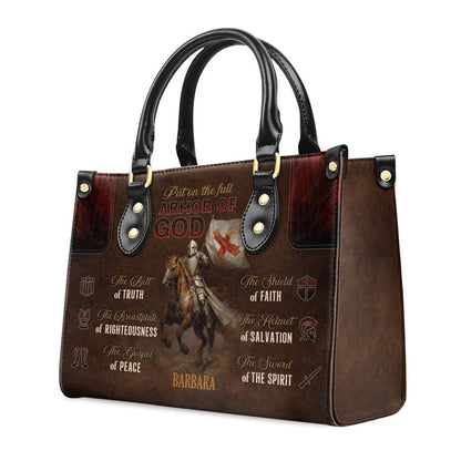 Personalized Christian Leather Bag, Armor Of God The Breastplate Of Righteousness Leather Handbag, Faith Handbag
