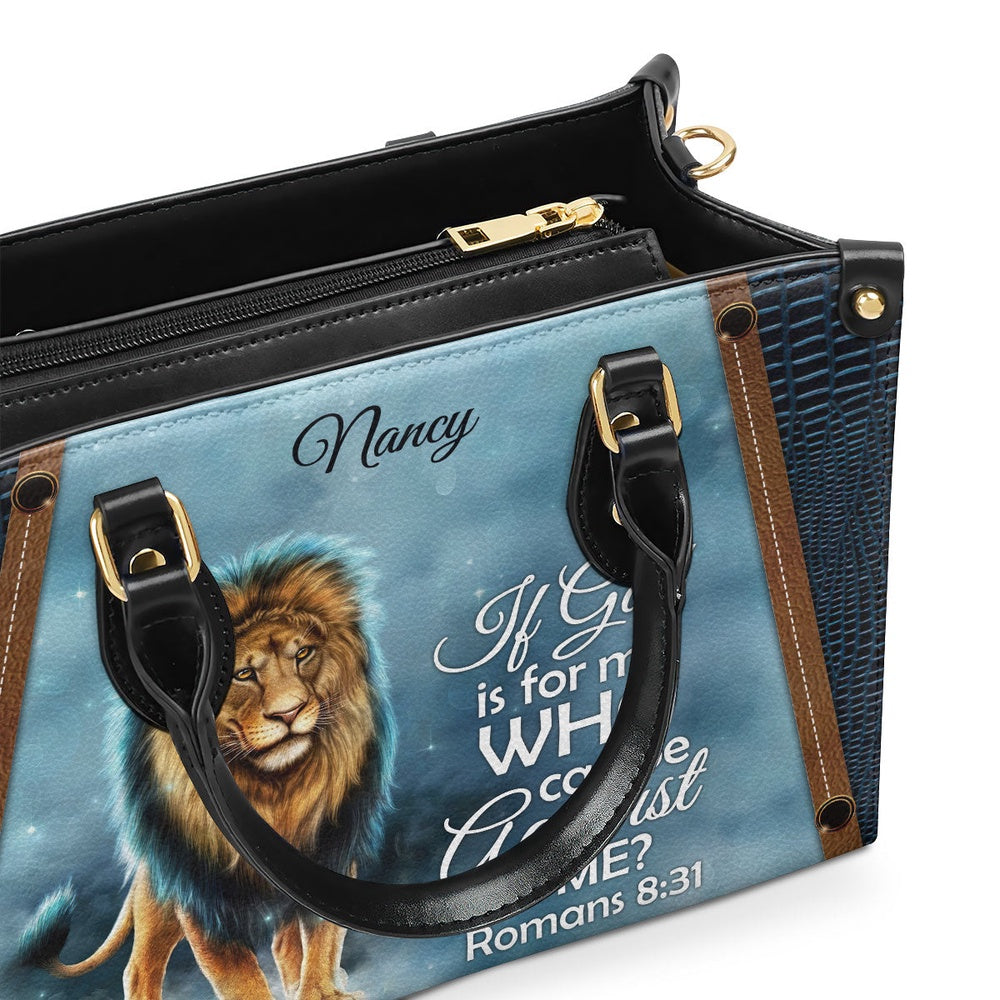 Personalized Christian Leather Bag, Awesome Personalized Leather Handbag - If God Is For Me Who Can Be Against Me, Faith Handbag