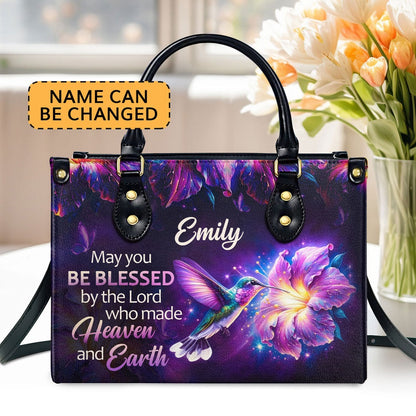 Personalized Christian Leather Bag, Be Blessed Leather Handbag, Faith Handbag