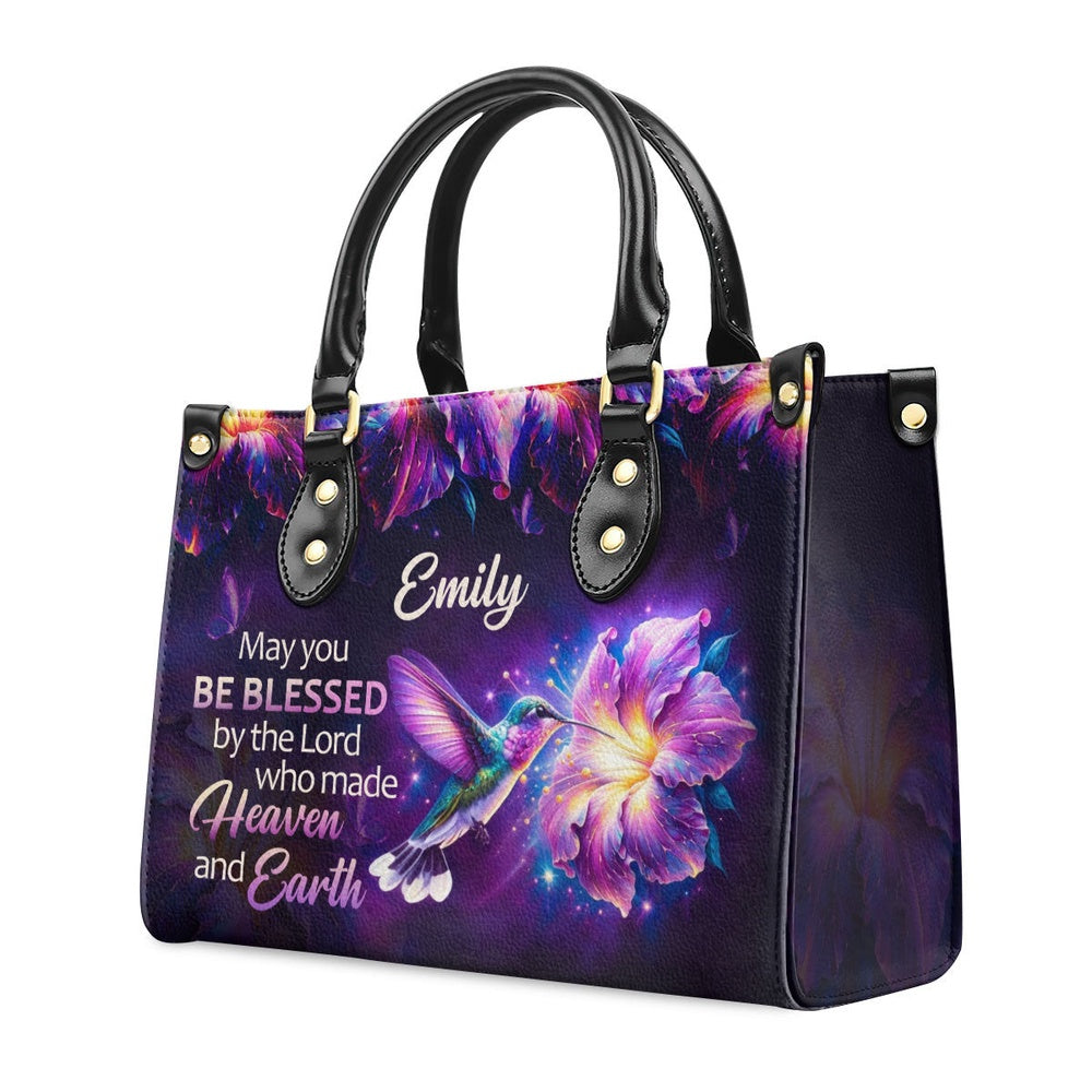 Personalized Christian Leather Bag, Be Blessed Leather Handbag, Faith Handbag