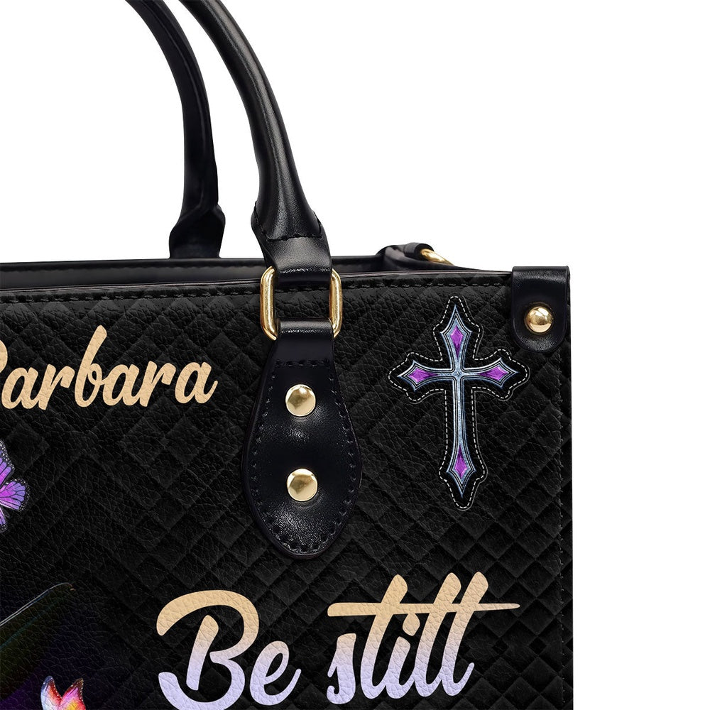 Personalized Christian Leather Bag, Be Still And Know That I Am God - Beautiful Personalized Leather Handbag, Faith Handbag