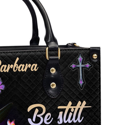 Personalized Christian Leather Bag, Be Still And Know That I Am God - Beautiful Personalized Leather Handbag, Faith Handbag