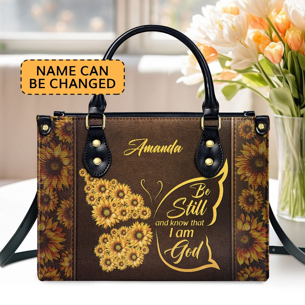 Personalized Christian Leather Bag, Be Still And Know That I Am God Psalm 4610 Christ Gifts For Religious Women, Faith Handbag