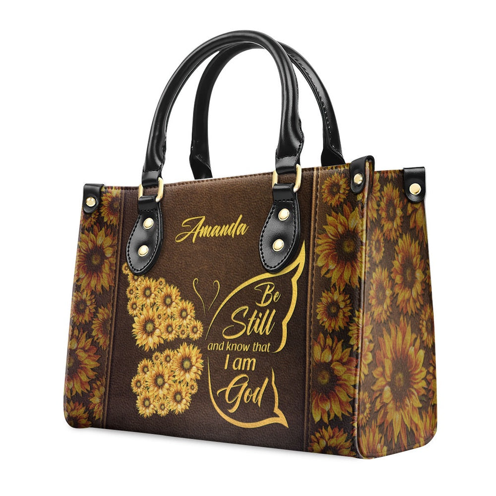 Personalized Christian Leather Bag, Be Still And Know That I Am God Psalm 4610 Christ Gifts For Religious Women, Faith Handbag