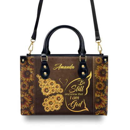 Personalized Christian Leather Bag, Be Still And Know That I Am God Psalm 4610 Christ Gifts For Religious Women, Faith Handbag