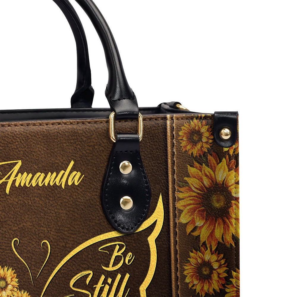 Personalized Christian Leather Bag, Be Still And Know That I Am God Psalm 4610 Christ Gifts For Religious Women, Faith Handbag