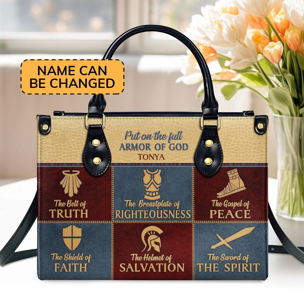 Personalized Christian Leather Bag, Beautiful Christian Leather Handbag - The Belt Of Truth, Faith Handbag