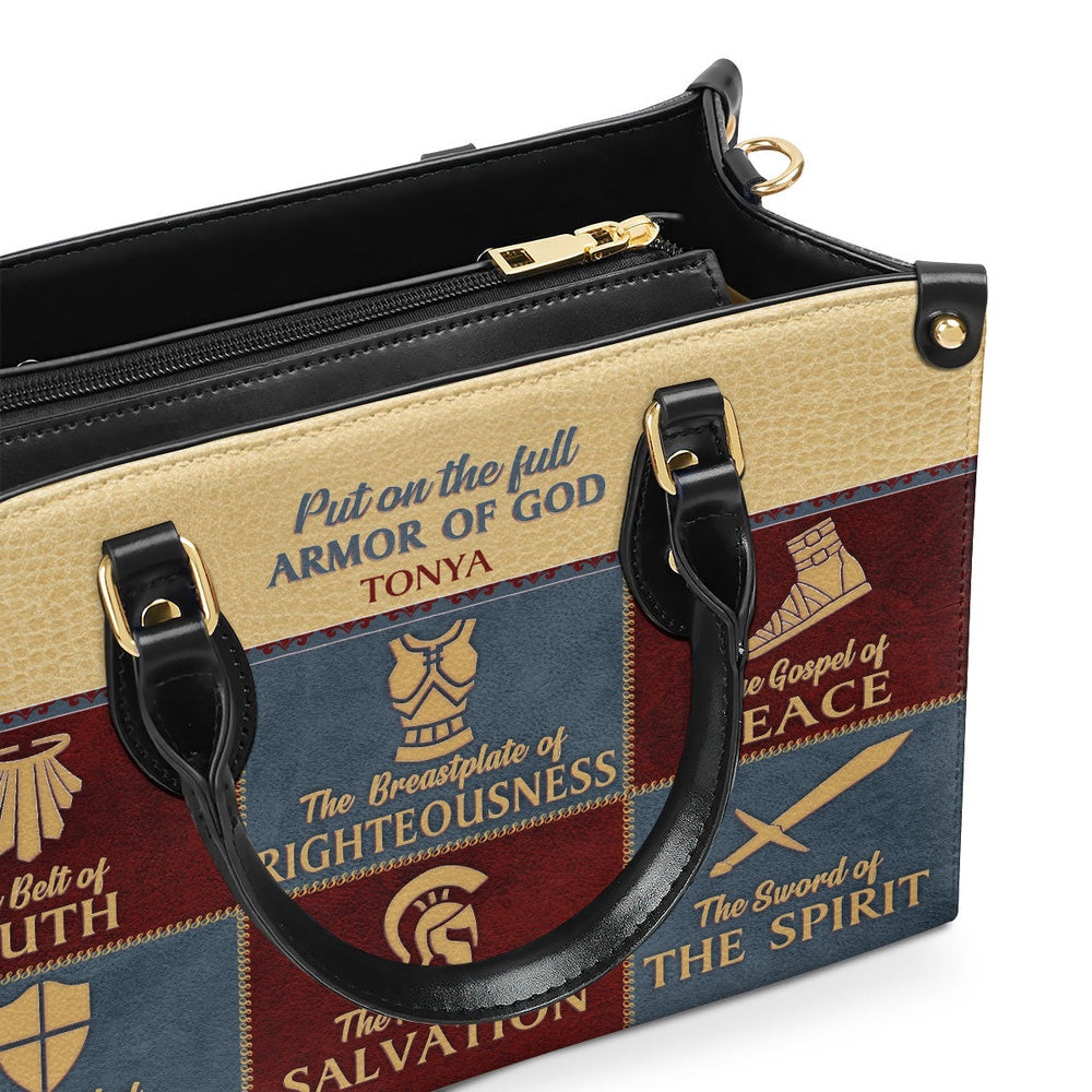 Personalized Christian Leather Bag, Beautiful Christian Leather Handbag - The Belt Of Truth, Faith Handbag