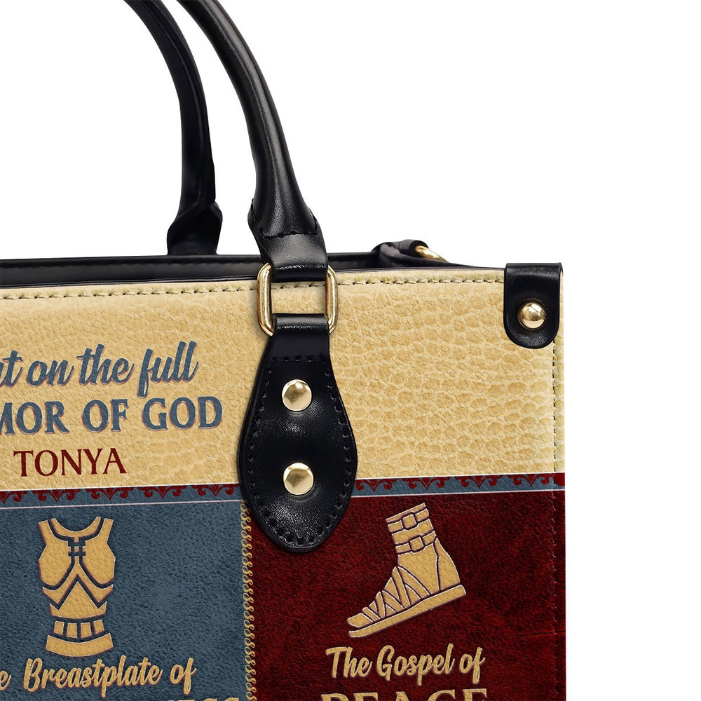 Personalized Christian Leather Bag, Beautiful Christian Leather Handbag - The Belt Of Truth, Faith Handbag