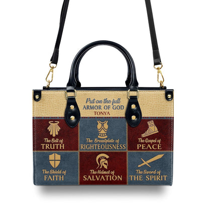 Personalized Christian Leather Bag, Beautiful Christian Leather Handbag - The Belt Of Truth, Faith Handbag