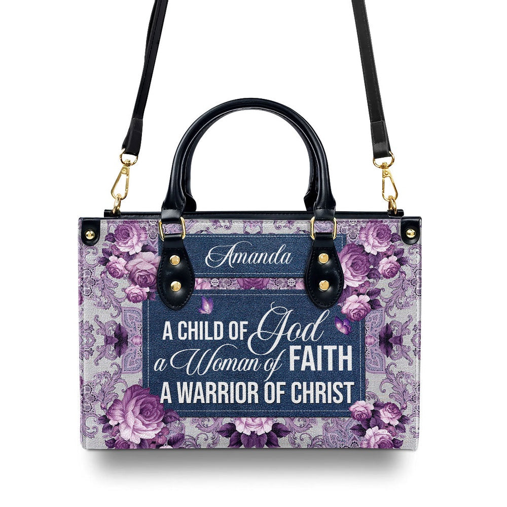 Personalized Christian Leather Bag, Beautiful Gift For Christian Ladies A Child Of God Leather Handbag, Faith Handbag