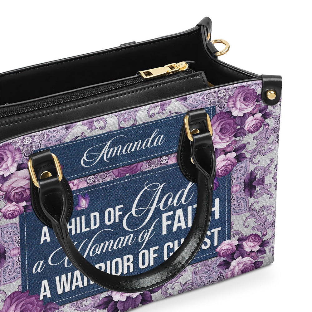 Personalized Christian Leather Bag, Beautiful Gift For Christian Ladies A Child Of God Leather Handbag, Faith Handbag