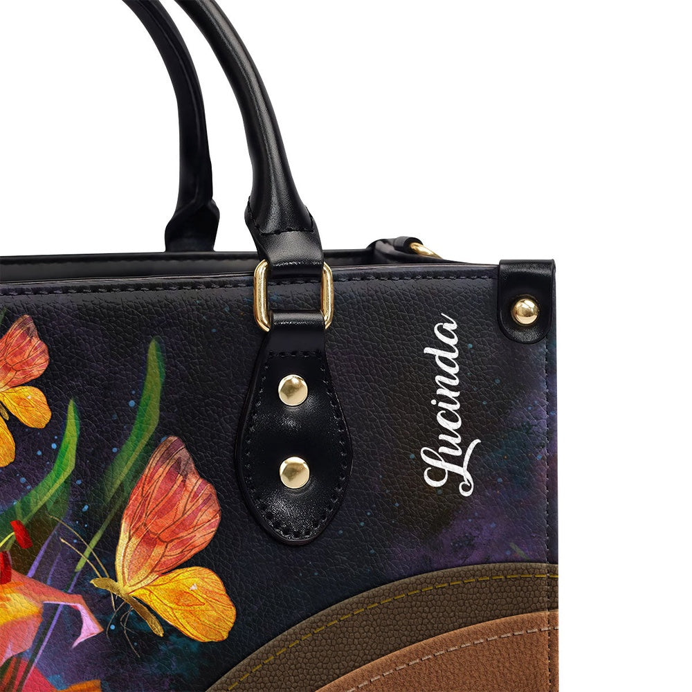 Personalized Christian Leather Bag, Because He Lives, I Can Face Tomorrow Leather Handbag, Faith Handbag