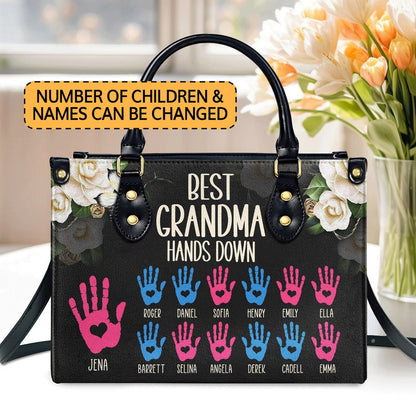 Personalized Christian Leather Bag, Best Grandma Hands Down Personalized Leather Handbag, Faith Handbag