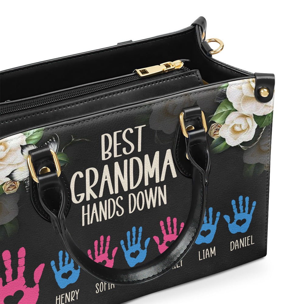 Personalized Christian Leather Bag, Best Grandma Hands Down Personalized Leather Handbag, Faith Handbag