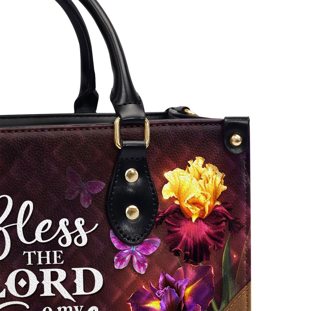 Personalized Christian Leather Bag, Bless The Lord O My Soul - Pretty Personalized Butterfly Leather Handbag, Faith Handbag