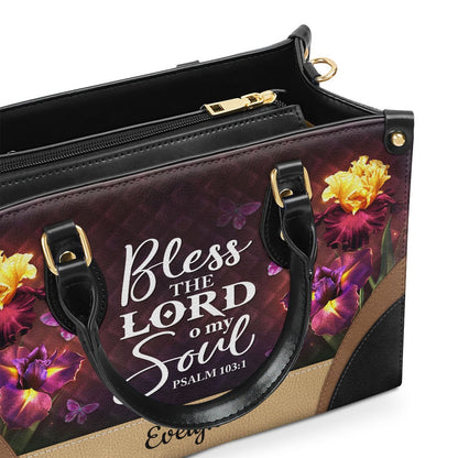 Personalized Christian Leather Bag, Bless The Lord O My Soul - Pretty Personalized Butterfly Leather Handbag, Faith Handbag