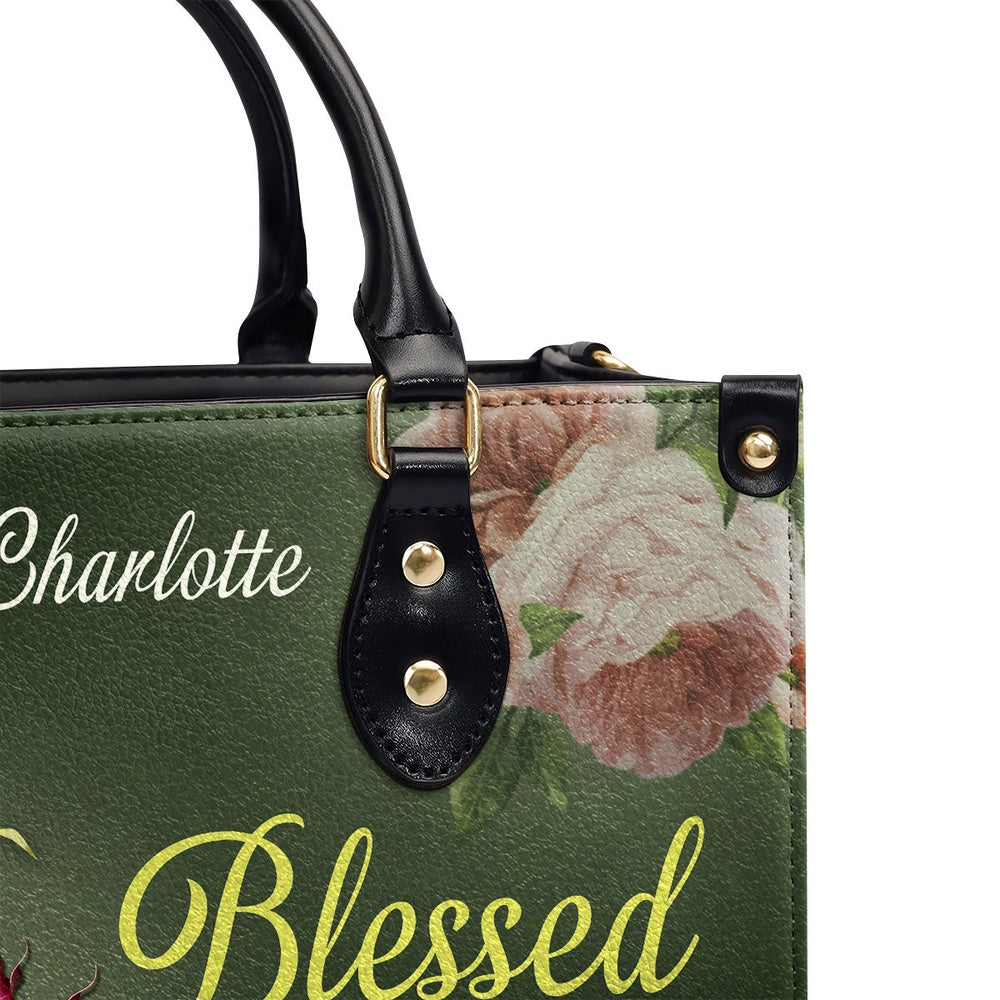 Personalized Christian Leather Bag, Blessed Are The Pure In Heart Matthew 58 Leather Handbag, Faith Handbag