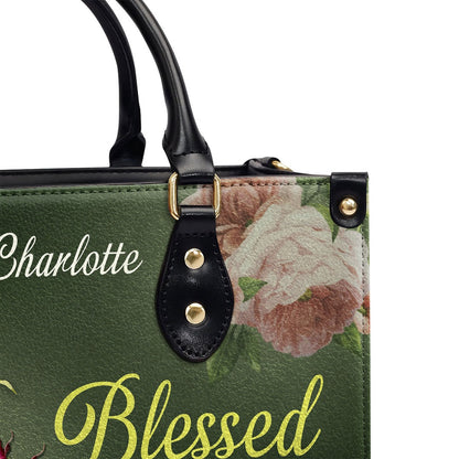 Personalized Christian Leather Bag, Blessed Are The Pure In Heart Matthew 58 Leather Handbag, Faith Handbag