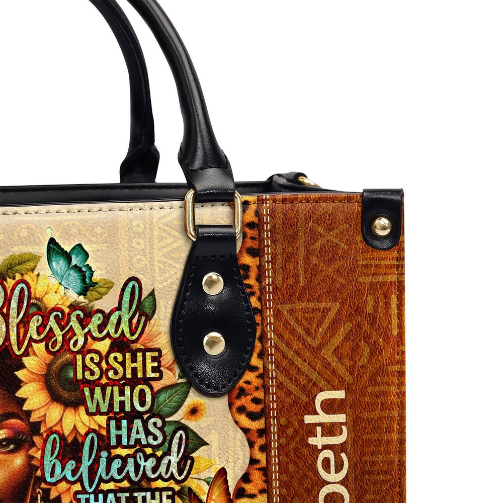 Personalized Christian Leather Bag, Blessed Is She Leather Handbag, Faith Handbag
