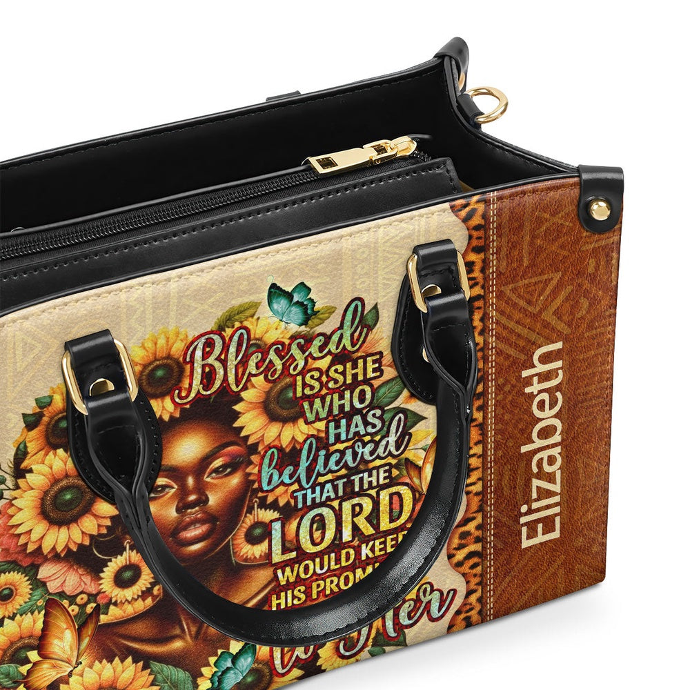 Personalized Christian Leather Bag, Blessed Is She Leather Handbag, Faith Handbag
