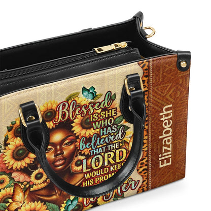 Personalized Christian Leather Bag, Blessed Is She Leather Handbag, Faith Handbag