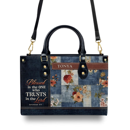 Personalized Christian Leather Bag, Blessed Is The One Leather Handbag, Faith Handbag