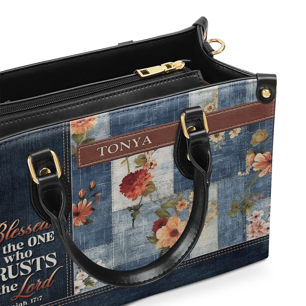 Personalized Christian Leather Bag, Blessed Is The One Leather Handbag, Faith Handbag