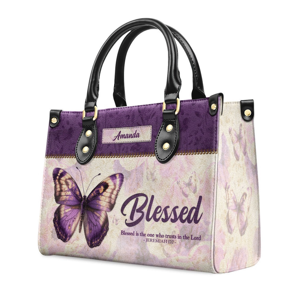 Personalized Christian Leather Bag, Blessed Is The One Who Trusts In The Lord Jeremiah 177 Leather Handbag, Faith Handbag