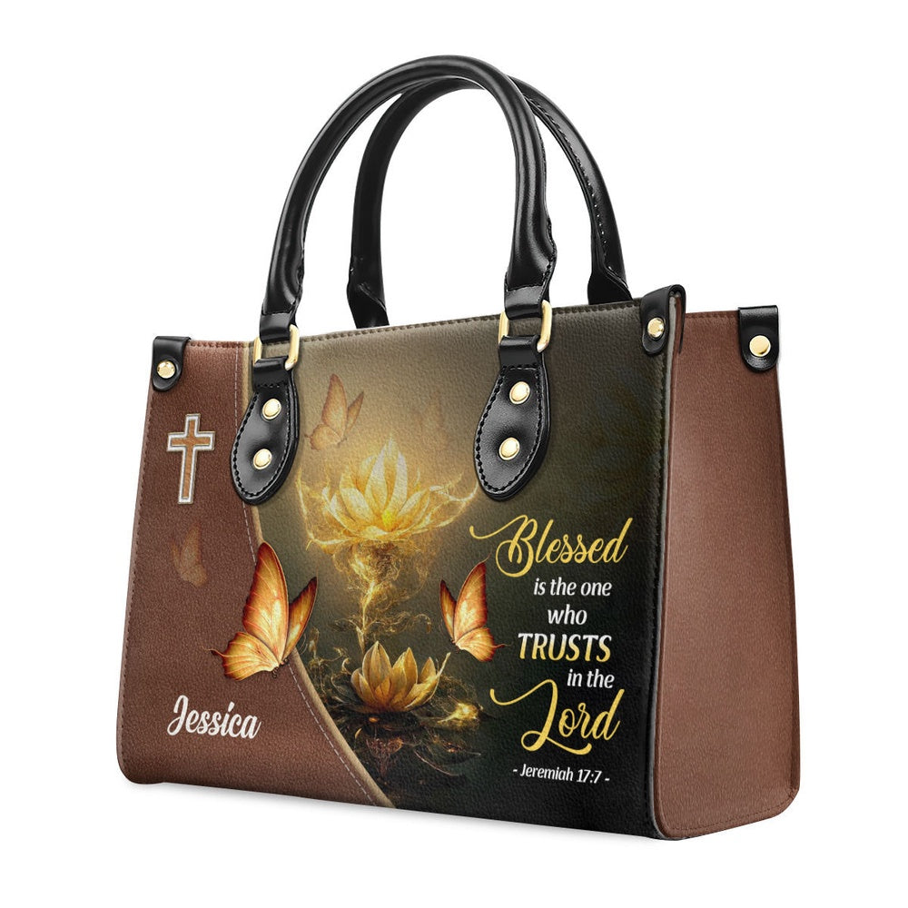 Personalized Christian Leather Bag, Blessed Is The One Who Trusts In The Lord Jeremiah 177 Leather Handbag, Spiritual Gift, Faith Handbag