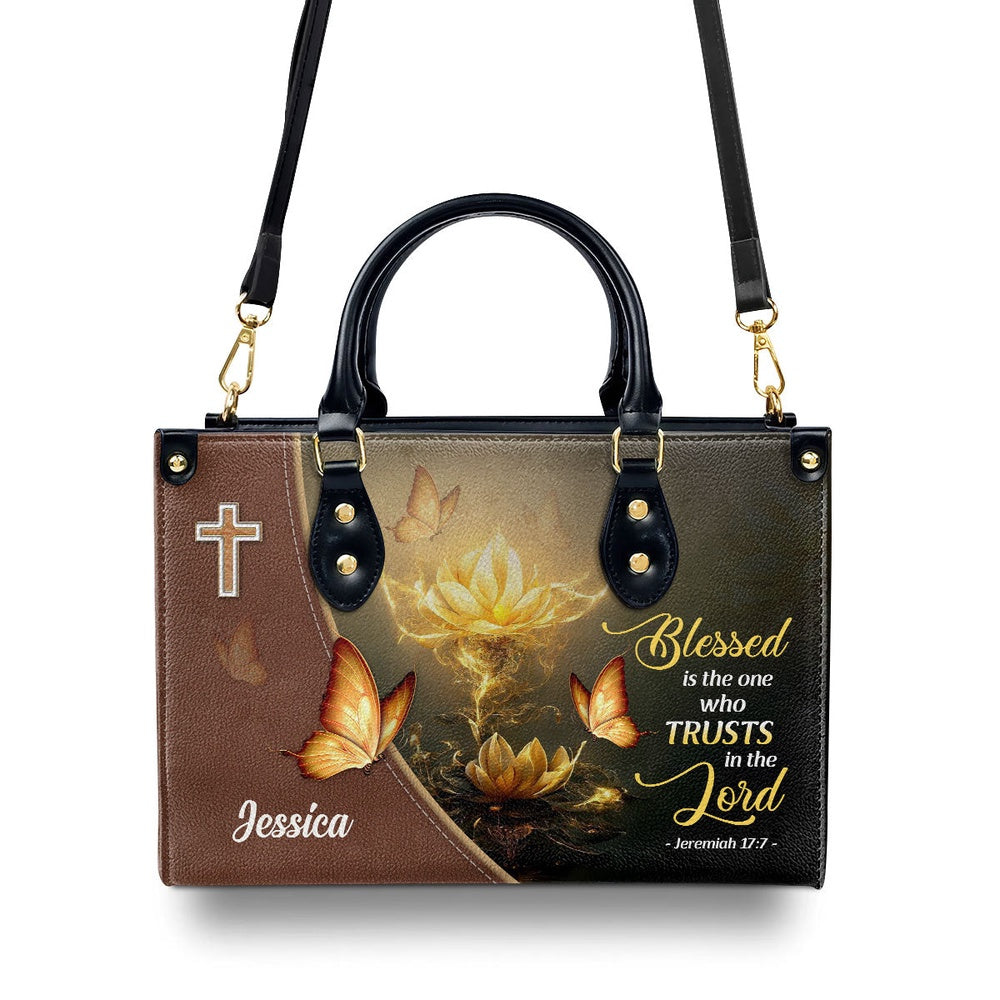 Personalized Christian Leather Bag, Blessed Is The One Who Trusts In The Lord Jeremiah 177 Leather Handbag, Spiritual Gift, Faith Handbag