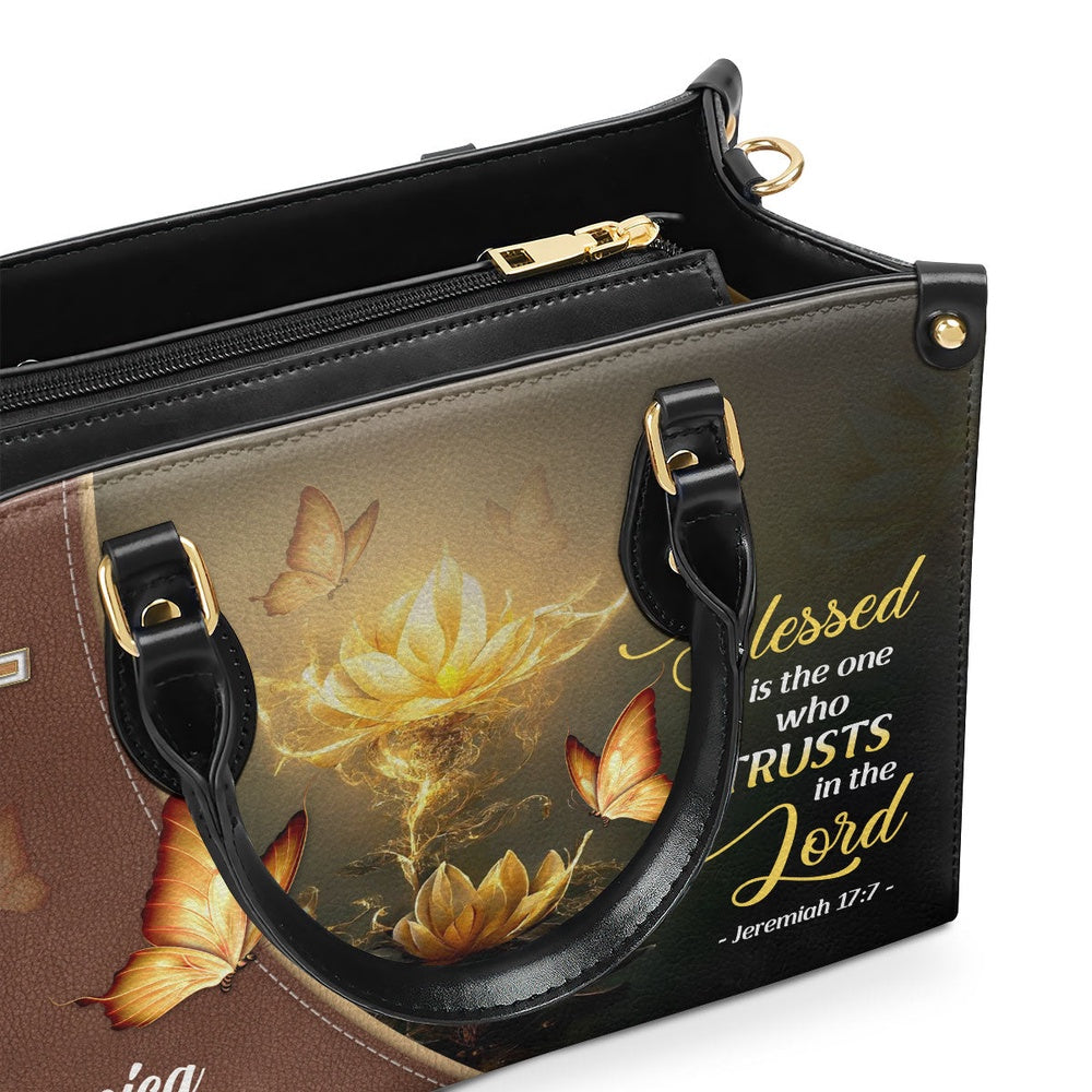 Personalized Christian Leather Bag, Blessed Is The One Who Trusts In The Lord Jeremiah 177 Leather Handbag, Spiritual Gift, Faith Handbag