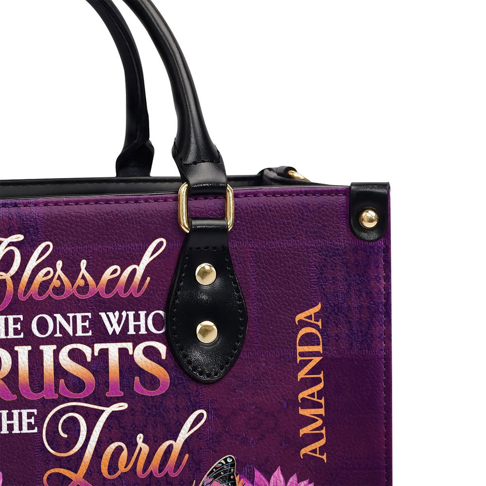 Personalized Christian Leather Bag, Blessed Is The One Who Trusts In The Lord Leather Handbag, Faith Handbag