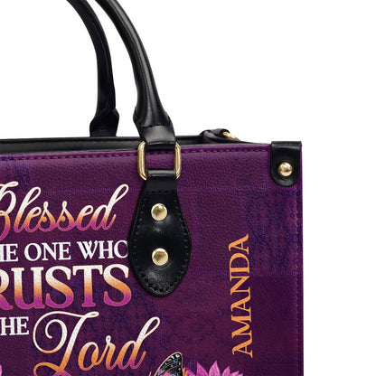 Personalized Christian Leather Bag, Blessed Is The One Who Trusts In The Lord Leather Handbag, Faith Handbag