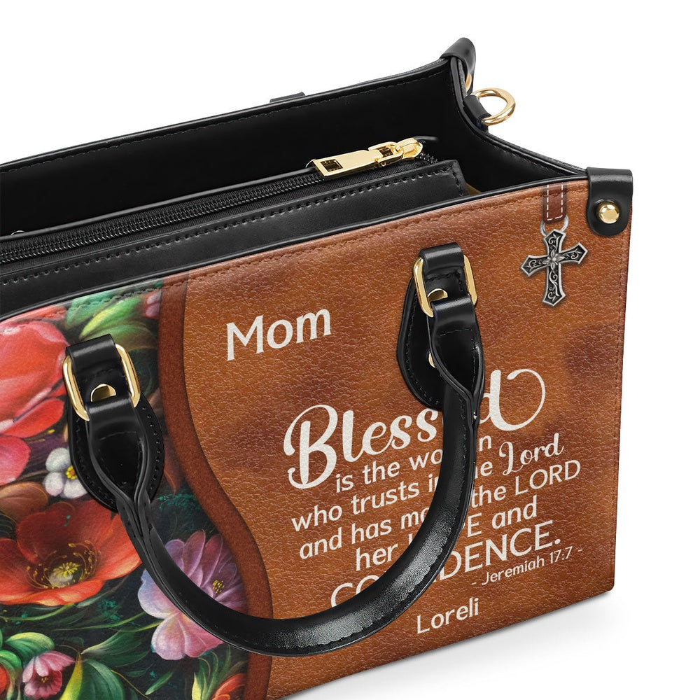 Personalized Christian Leather Bag, Blessed Is The Woman Who Trusts In The Lord - Special Personalized Leather Handbag, Faith Handbag