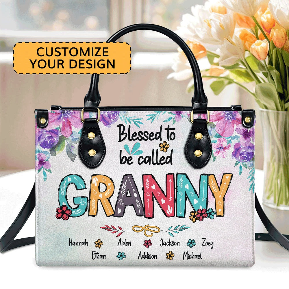 Personalized Christian Leather Bag, Blessed NanaGrandma Personalized Leather Handbag, Faith Handbag