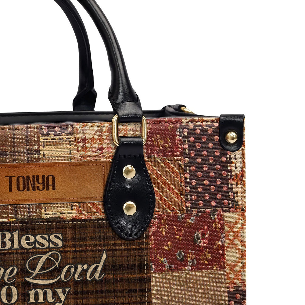 Personalized Christian Leather Bag, Blessed The Lord Leather Handbag, Faith Handbag